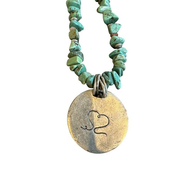 Coldwater Creek Chunky Turquoise Necklace with Silver Pendant - Picture 4 of 6